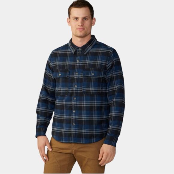 Sz L Timberland Blue & Tan Plaid Button Up Flannel $50 MSRP - Picture 1 of 9